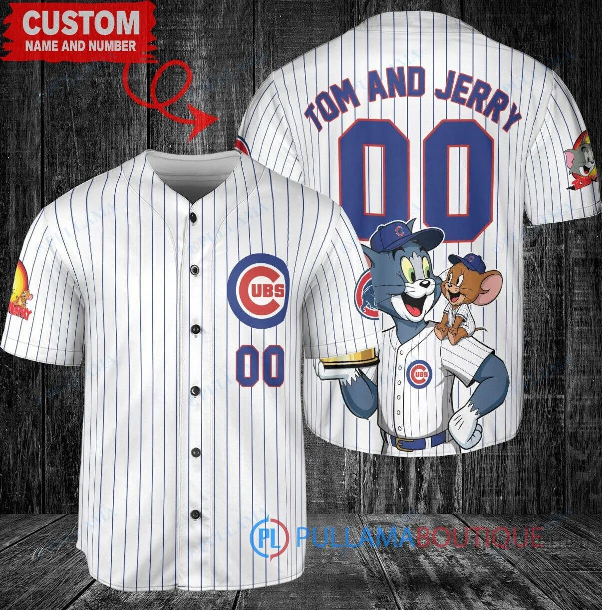 Chicago Cubs Baseball Tom and Jerry World Series Custom Baseball Jersey