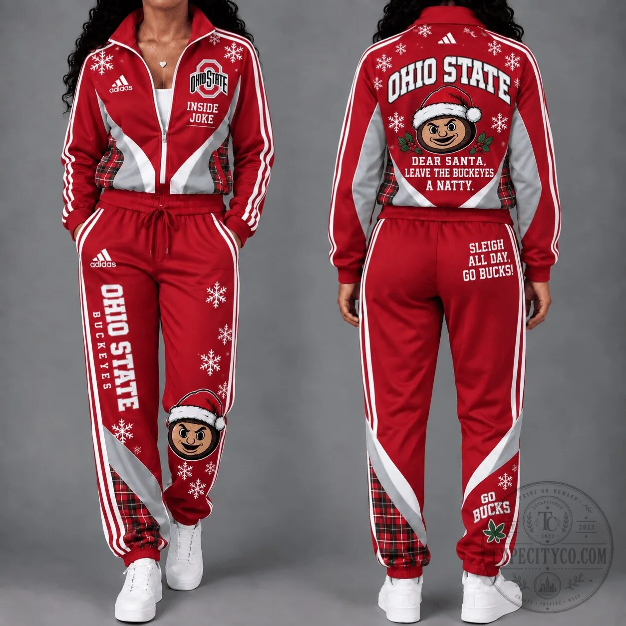 Ohio State Buckeyes Christmas Santa Sleigh All Day Go Bucks Tracksuit