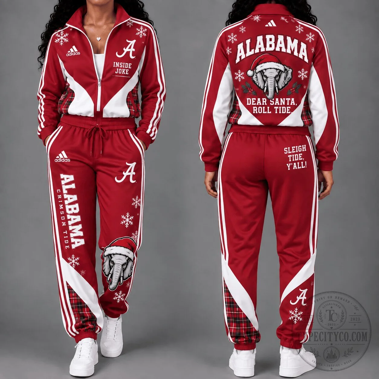 Alabama Crimson Tide Christmas Elephant Tracksuit Set