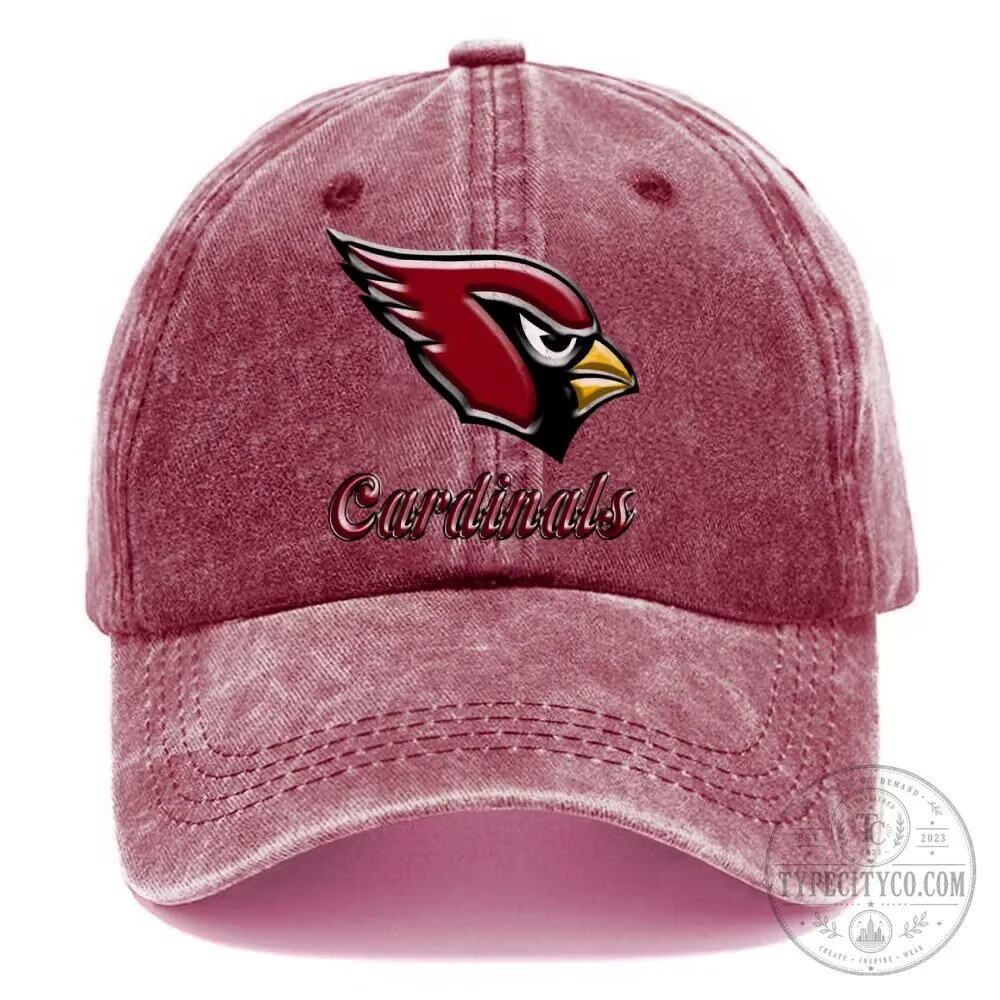 Arizona Cardinals Vintage Washed Cotton Baseball Cap Hat for Men and Women