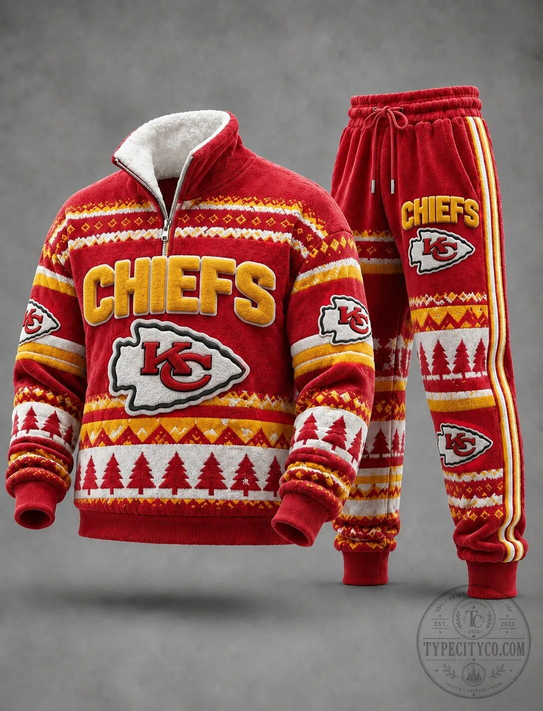 Kansas City Chiefs Ugly Christmas Sweater and Jogger Pants Set