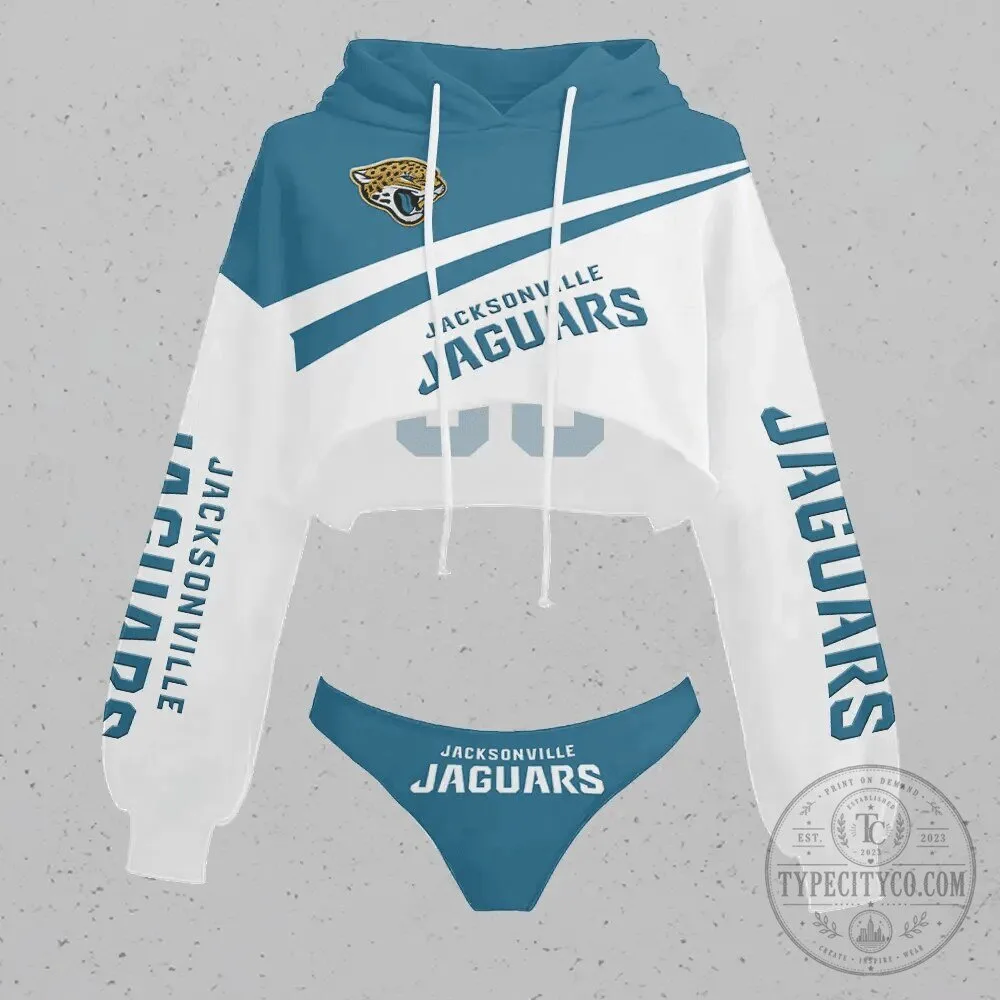 Jacksonville Jaguars Women's Cropped Hoodie and Panty Set 11 Jacksonville Jaguars Women's Cropped Hoodie and Panty Set