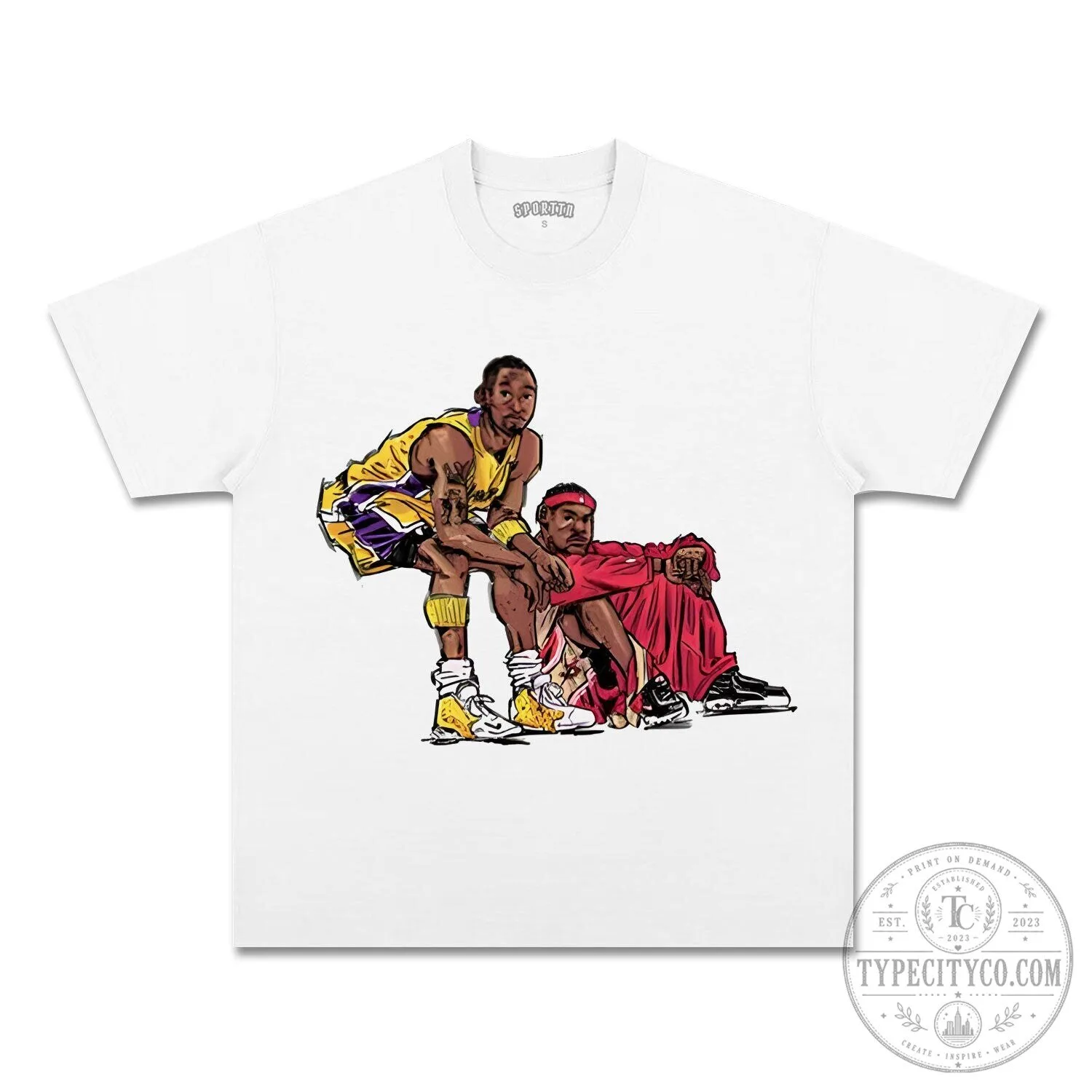 Kobe Bryant and LeBron James Basketball Legends Graphic T-Shirt