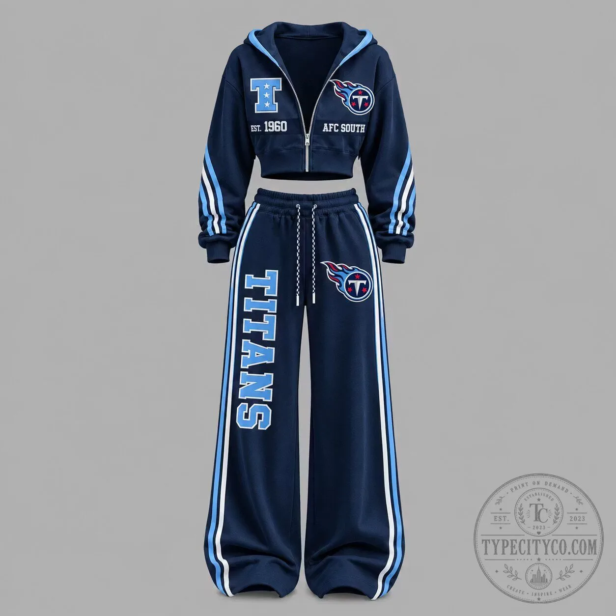 Tennessee Titans Womens Cropped Hoodie and Sweatpants Set