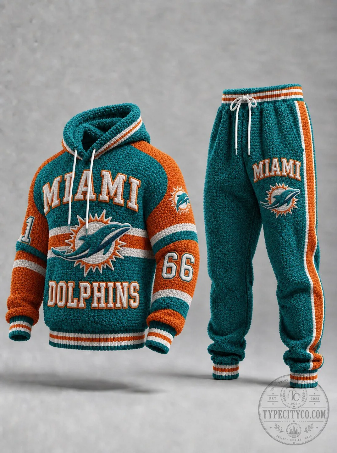 Miami Dolphins Vintage Style Hoodie and Jogger Pants Set for Football Fans