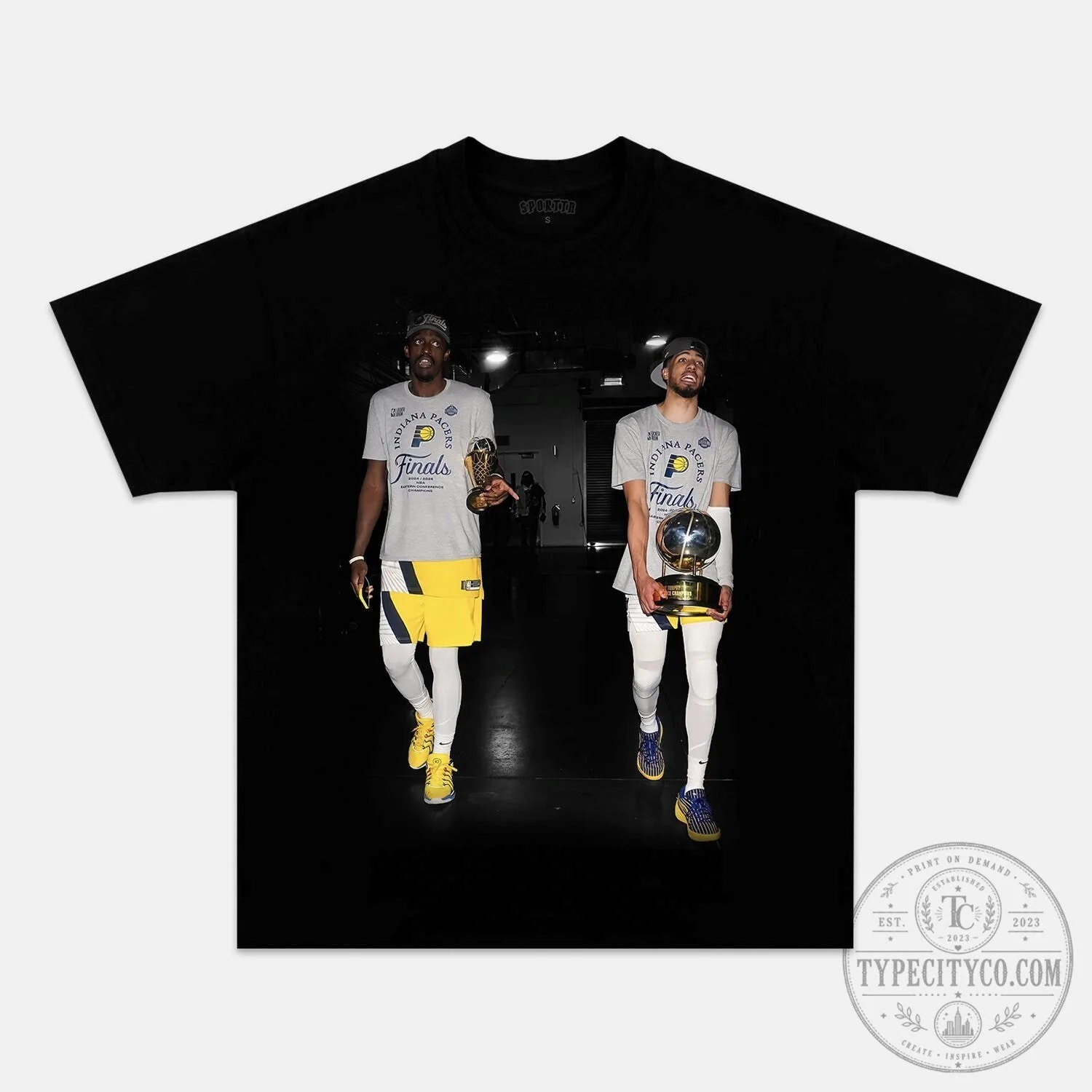 Indiana Pacers NBA Finals Championship Celebration Black Graphic T-Shirt