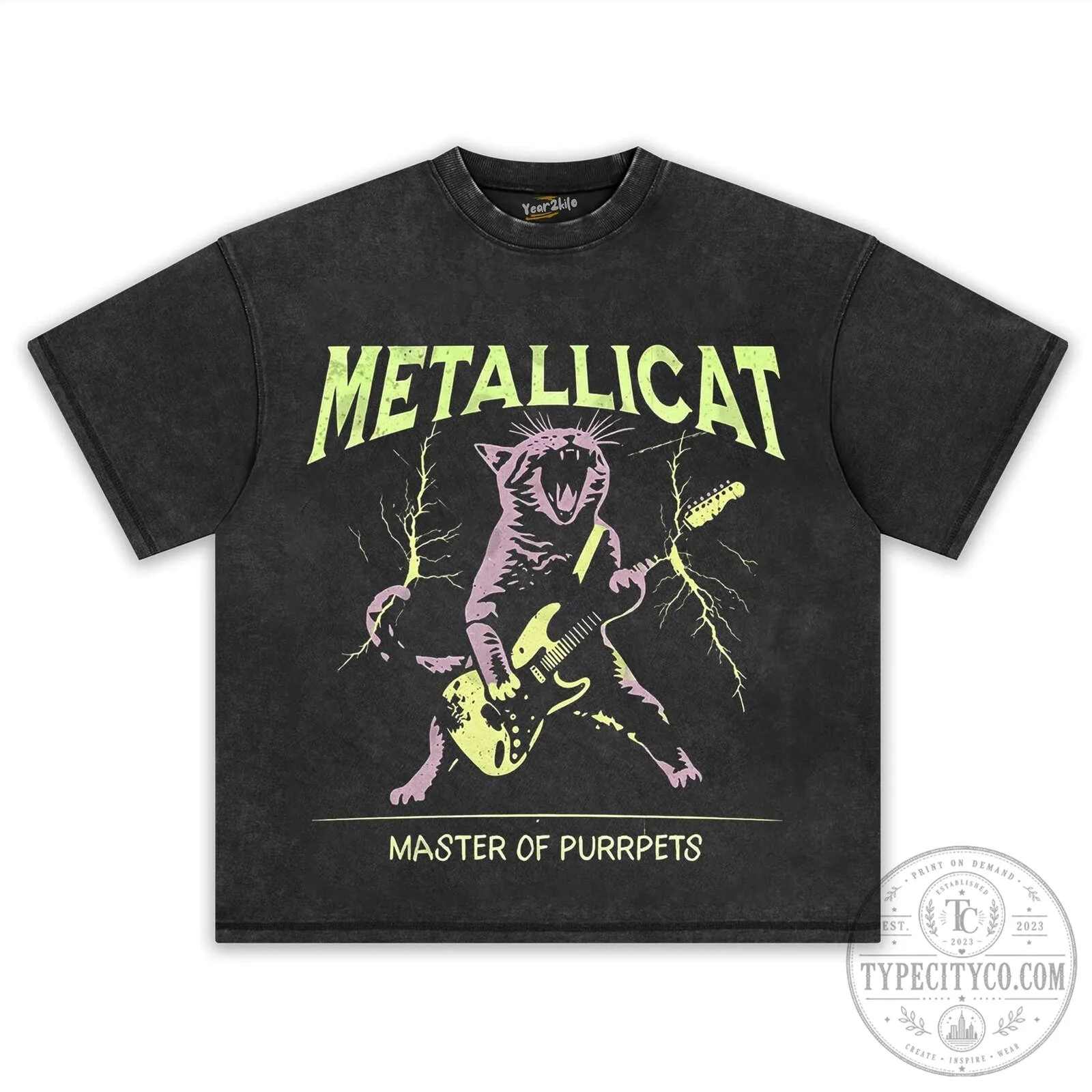 Metallica Master of Puppets Rock Cat Electric Guitar Black T-Shirt 14 Metallica Master of Puppets Rock Cat Electric Guitar Black T-Shirt