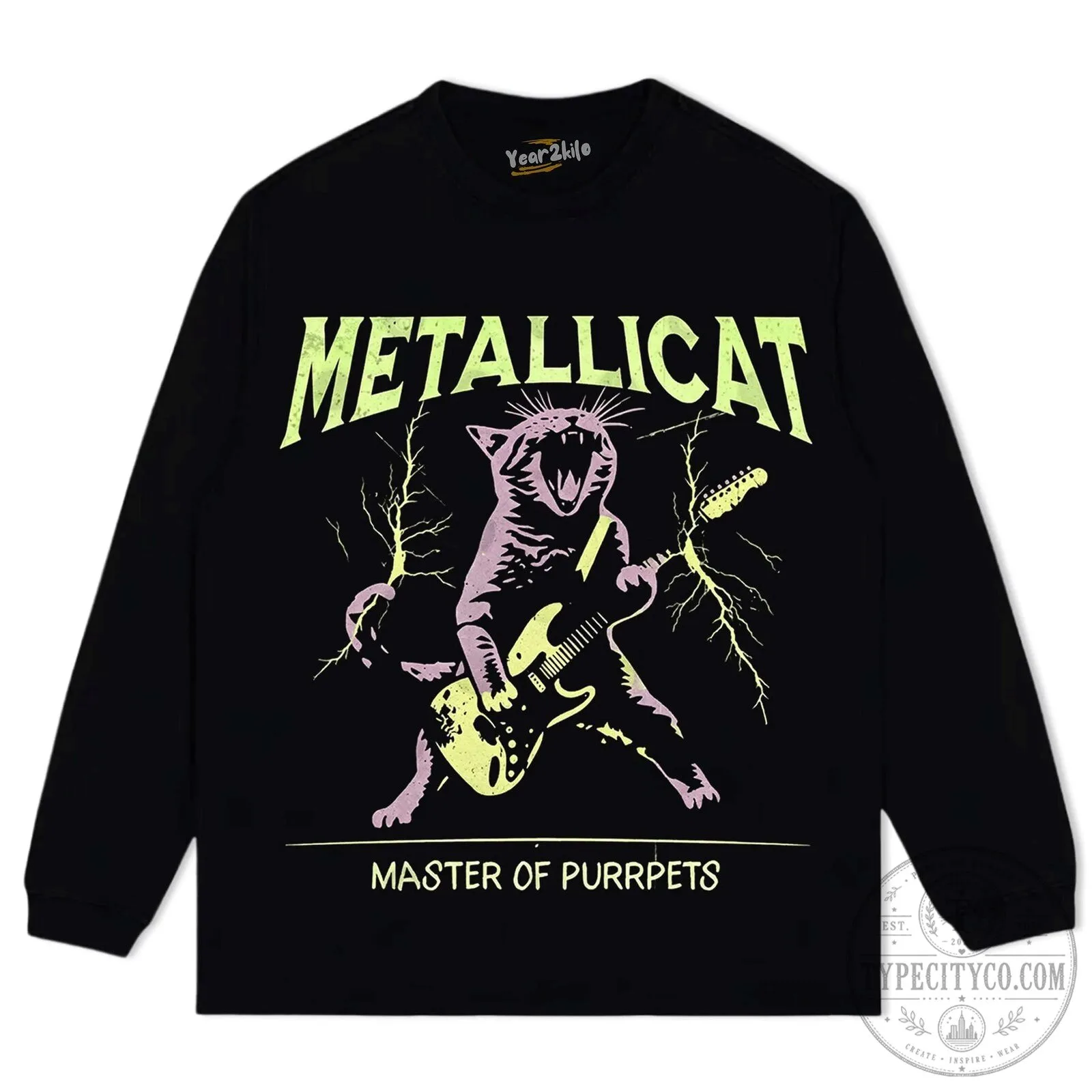 Metallica Master of Puppets Rock Cat Electric Guitar Black T-Shirt 17 Metallica Master of Puppets Rock Cat Electric Guitar Black T-Shirt