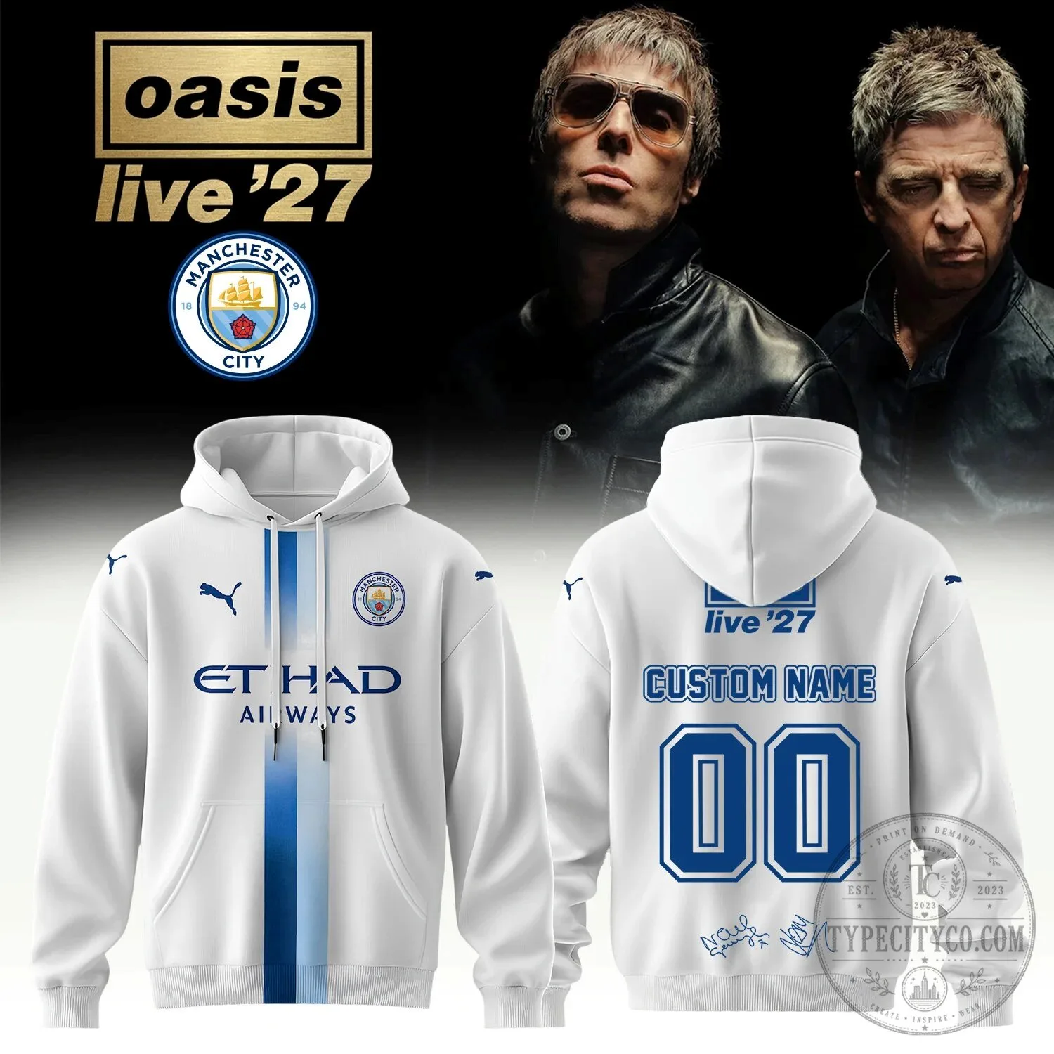 Oasis Live 27 Manchester City Football Club Custom Name Hoodie 2 Oasis Live 27 Manchester City Football Club Custom Name Hoodie
