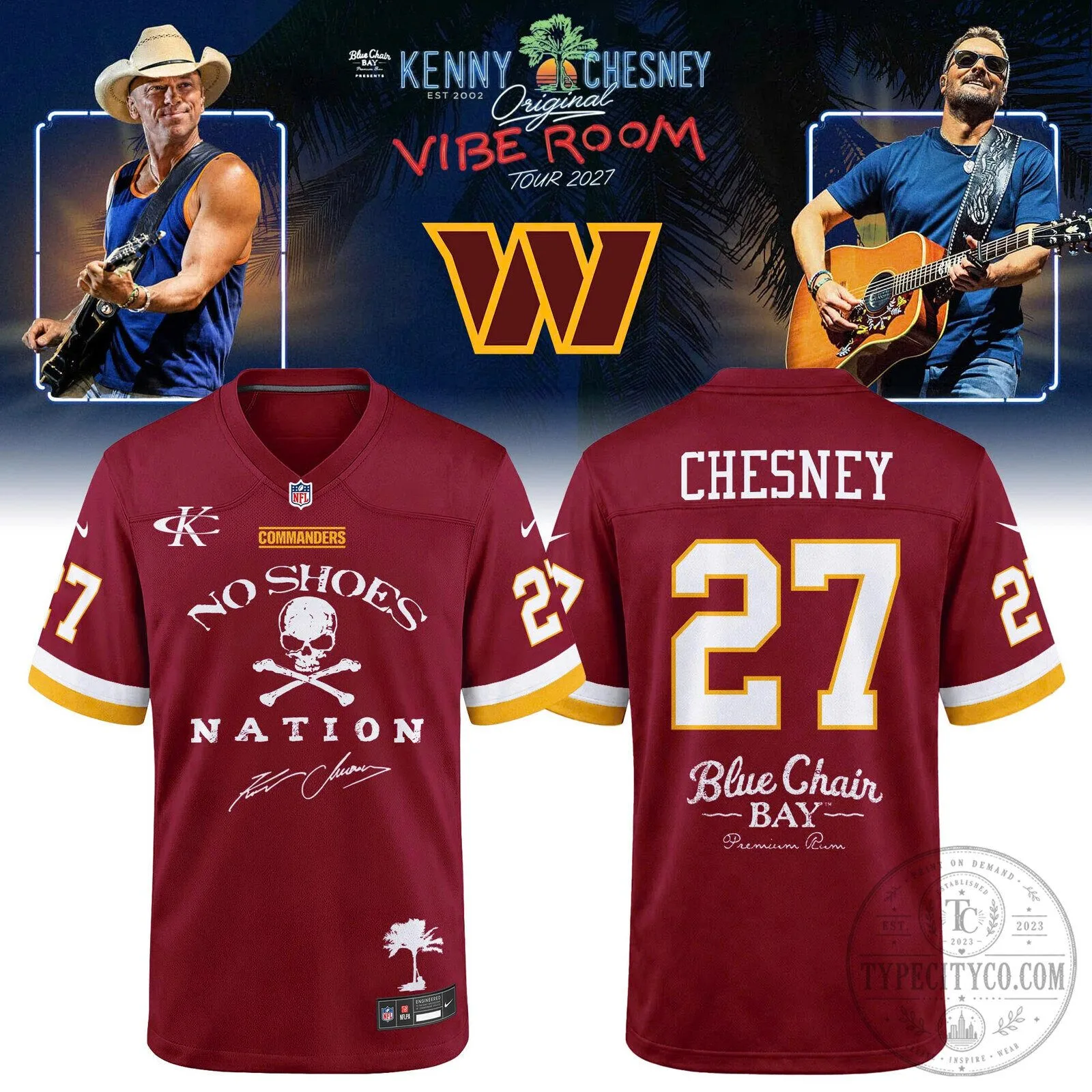 Kenny Chesney No Shoes Nation Washington Commanders Football Jersey 5 Kenny Chesney No Shoes Nation Washington Commanders Football Jersey