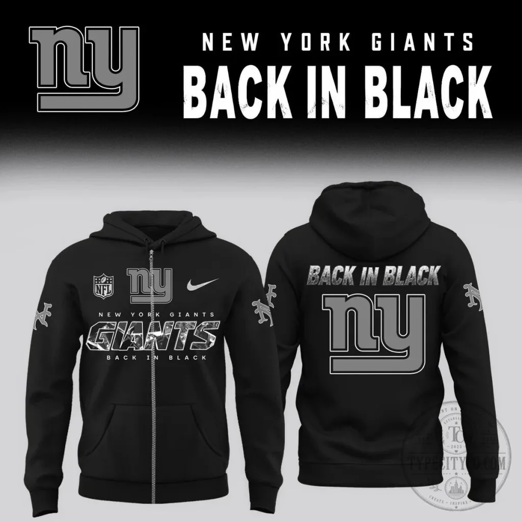 New York Giants Back In Black Full-Zip Hoodie New York Giants Back In Black Full-Zip Hoodie