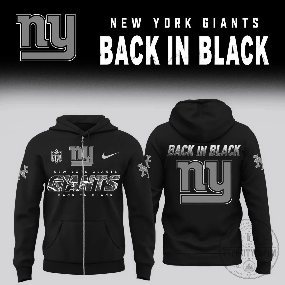 New York Giants Back In Black Full-Zip Hoodie 5 New York Giants Back In Black Full-Zip Hoodie