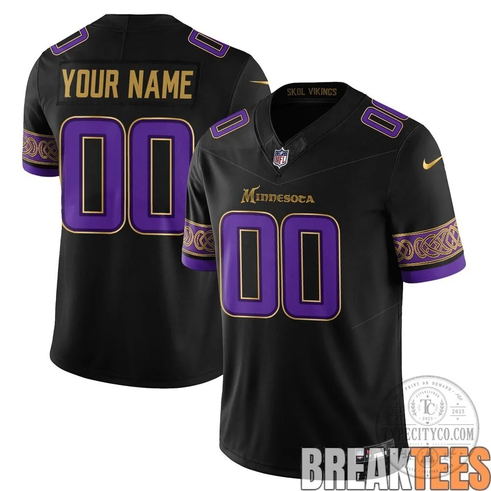 Minnesota Vikings Black Custom Football Jersey