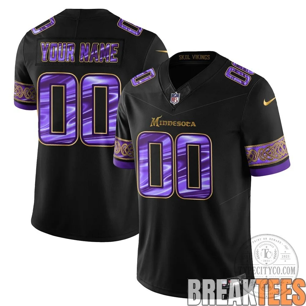 Minnesota Vikings Black Custom Football Jersey 9 Minnesota Vikings Black Custom Football Jersey