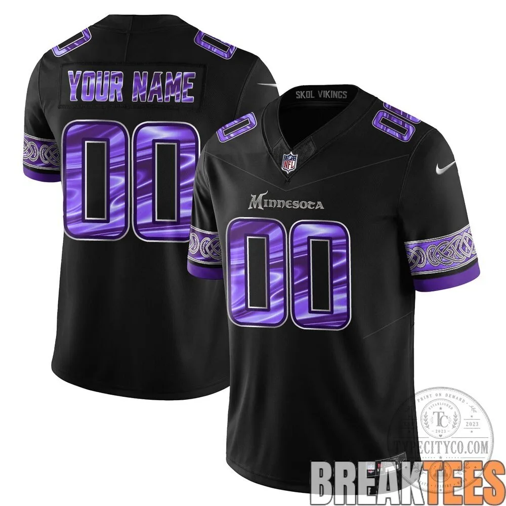 Minnesota Vikings Black Custom Football Jersey 10 Minnesota Vikings Black Custom Football Jersey