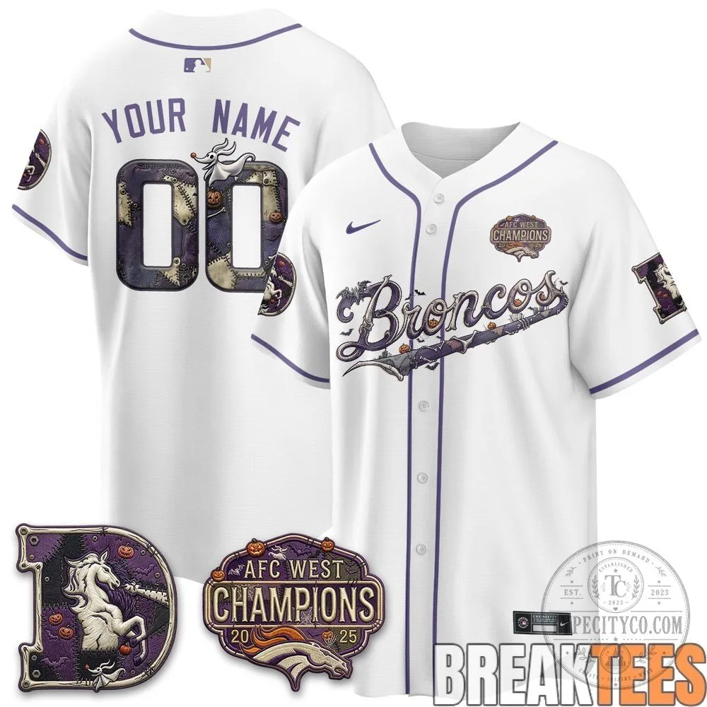 Denver Broncos Halloween Nightmare Edition Custom Baseball Jersey 9 Denver Broncos Halloween Nightmare Edition Custom Baseball Jersey