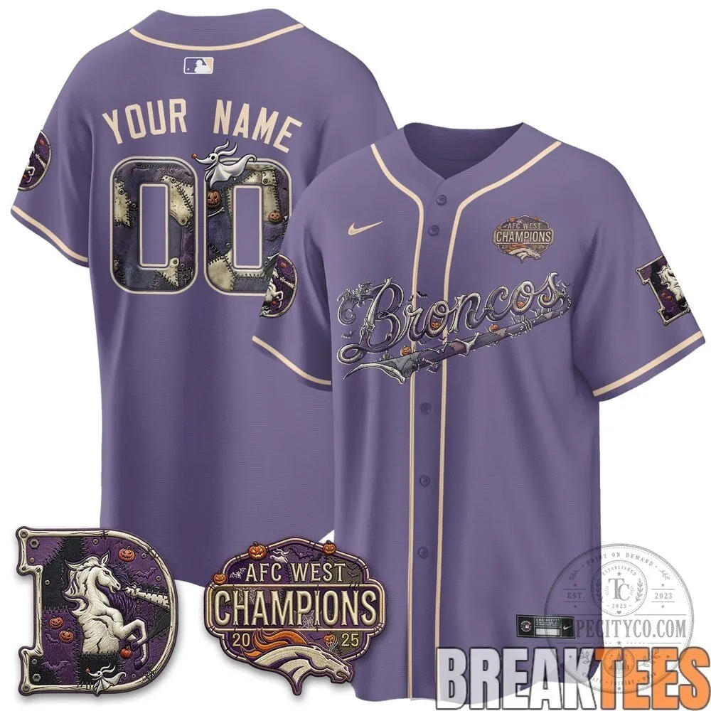Denver Broncos Halloween Nightmare Edition Custom Baseball Jersey 10 Denver Broncos Halloween Nightmare Edition Custom Baseball Jersey