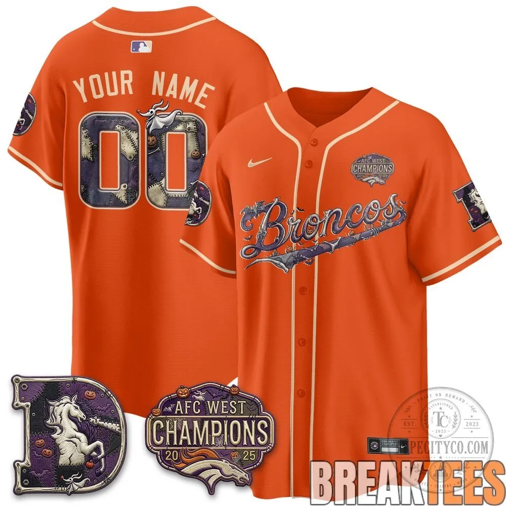 Denver Broncos Halloween Nightmare Edition Custom Baseball Jersey 11 Denver Broncos Halloween Nightmare Edition Custom Baseball Jersey
