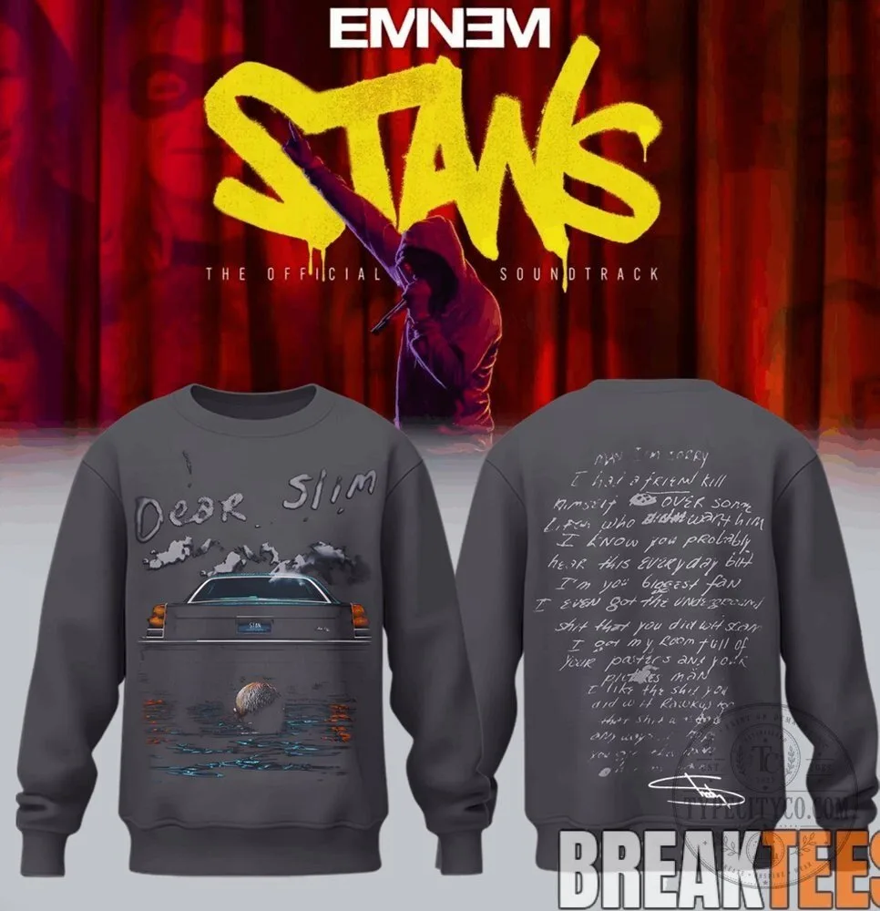 Eminem Stan's Song Lyrics Car Submerged in Water Crewneck Sweatshirt
