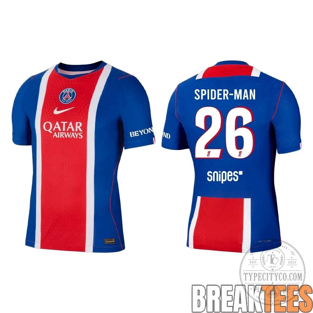 Spider-Man Paris Saint-Germain Football Club Soccer Jersey 7 Spider-Man Paris Saint-Germain Football Club Soccer Jersey