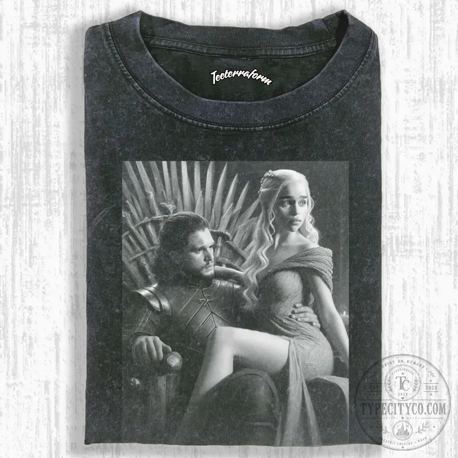Game of Thrones Jon Snow Daenerys Targaryen Iron Throne T-Shirt