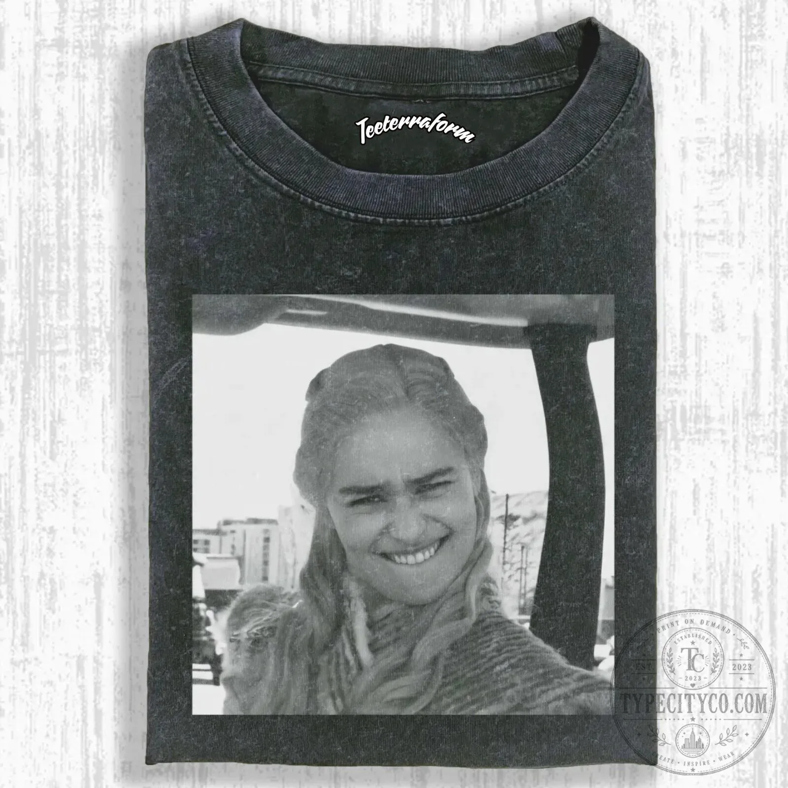 Game of Thrones Daenerys Targaryen Black and White Portrait T-Shirt