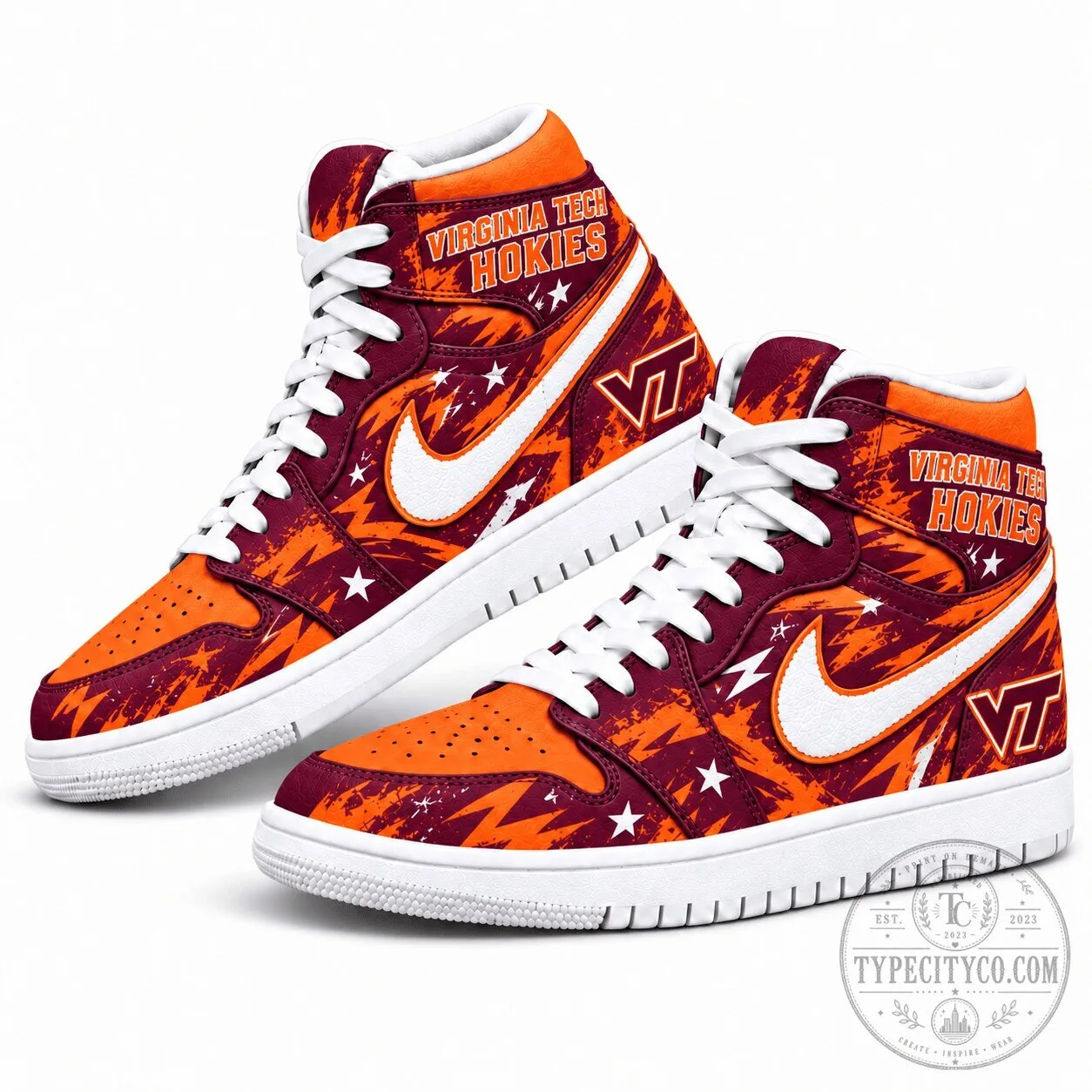 Virginia Tech Hokies Graffiti Style High Top Sneakers 1 Virginia Tech Hokies Graffiti Style High Top Sneakers