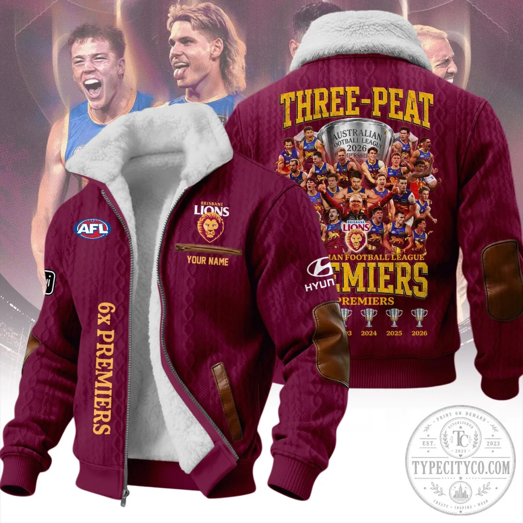 Brisbane Lions Australian Football League Premiers Three-Peat Winter Fleece Jacket Brisbane Lions Australian Football League Premiers Three-Peat Winter Fleece Jacket