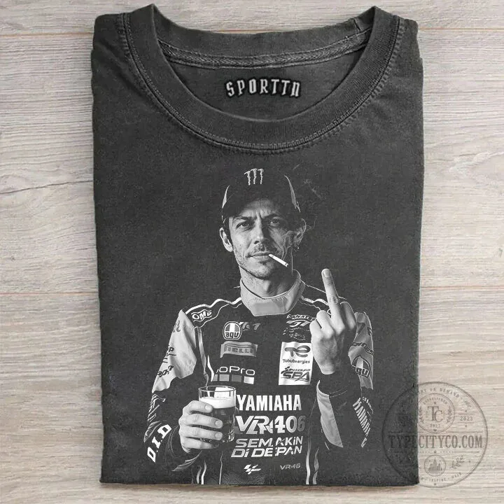 Valentino Rossi The Doctor Graphic Print Vintage Washed T-Shirt