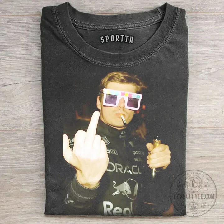 Graphic T-Shirt of F1 Racing Champion Max Verstappen