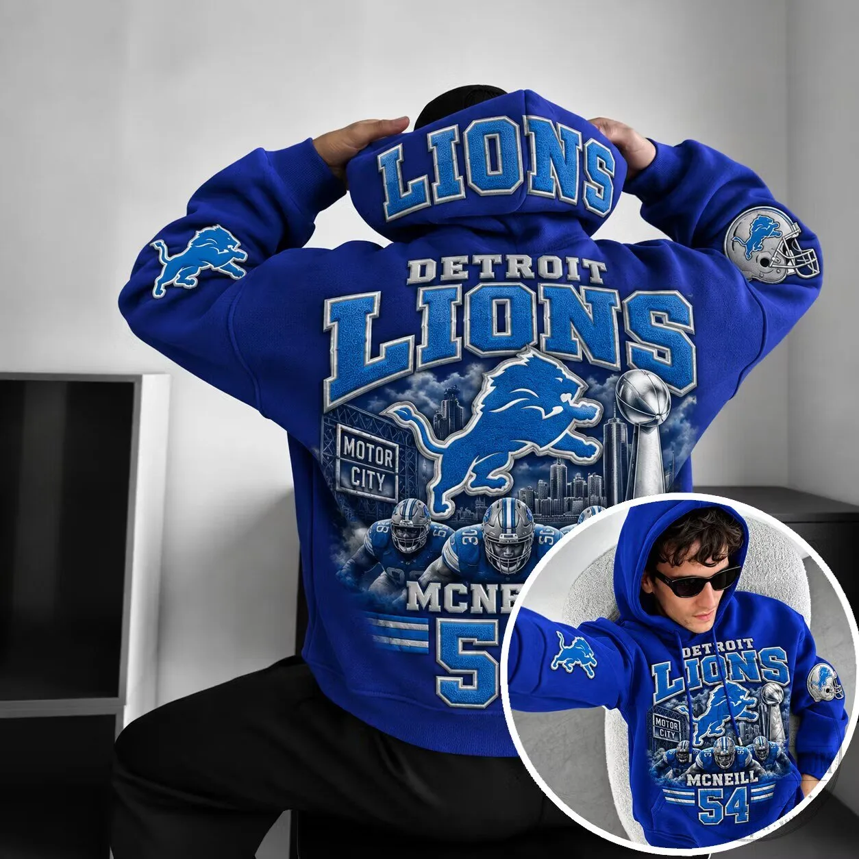 Personalized Christmas Couple Mugs, I Love Every Inch Of You Some Inches More Than Others 7 Detroit Lions Football Team Motor City Blue Hoodie for Men and Women