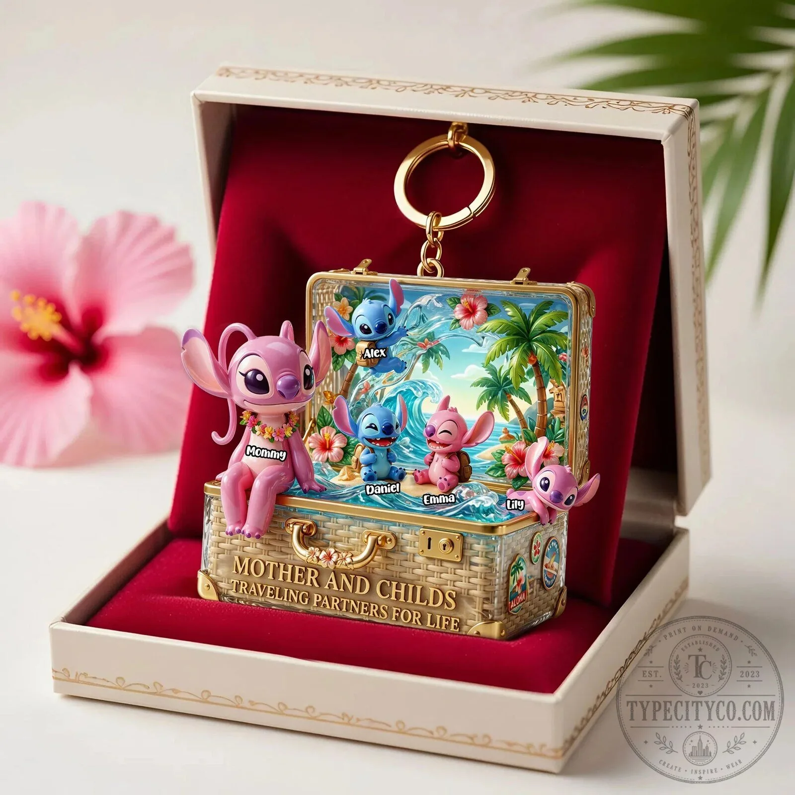 Lilo and Stitch Family Tropical Vacation Personalized Keychain 6 Lilo and Stitch Family Tropical Vacation Personalized Keychain
