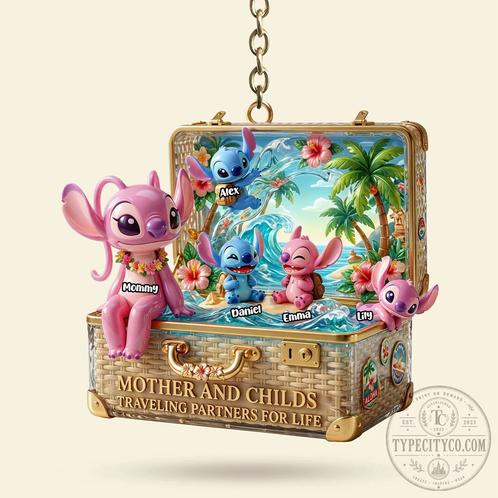 Lilo and Stitch Family Tropical Vacation Personalized Keychain 7 Lilo and Stitch Family Tropical Vacation Personalized Keychain