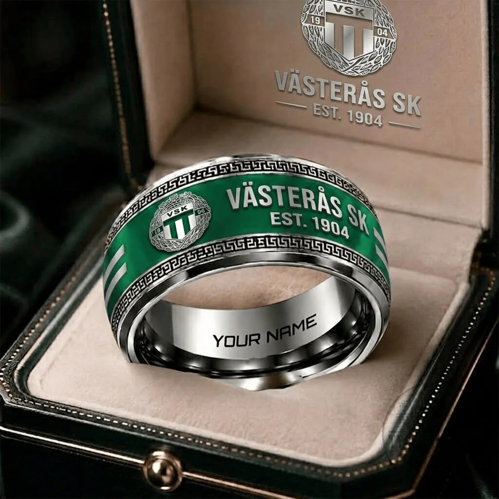 Västerås SK Fotboll Allsvenskan Personalized Silver Ring Gift
