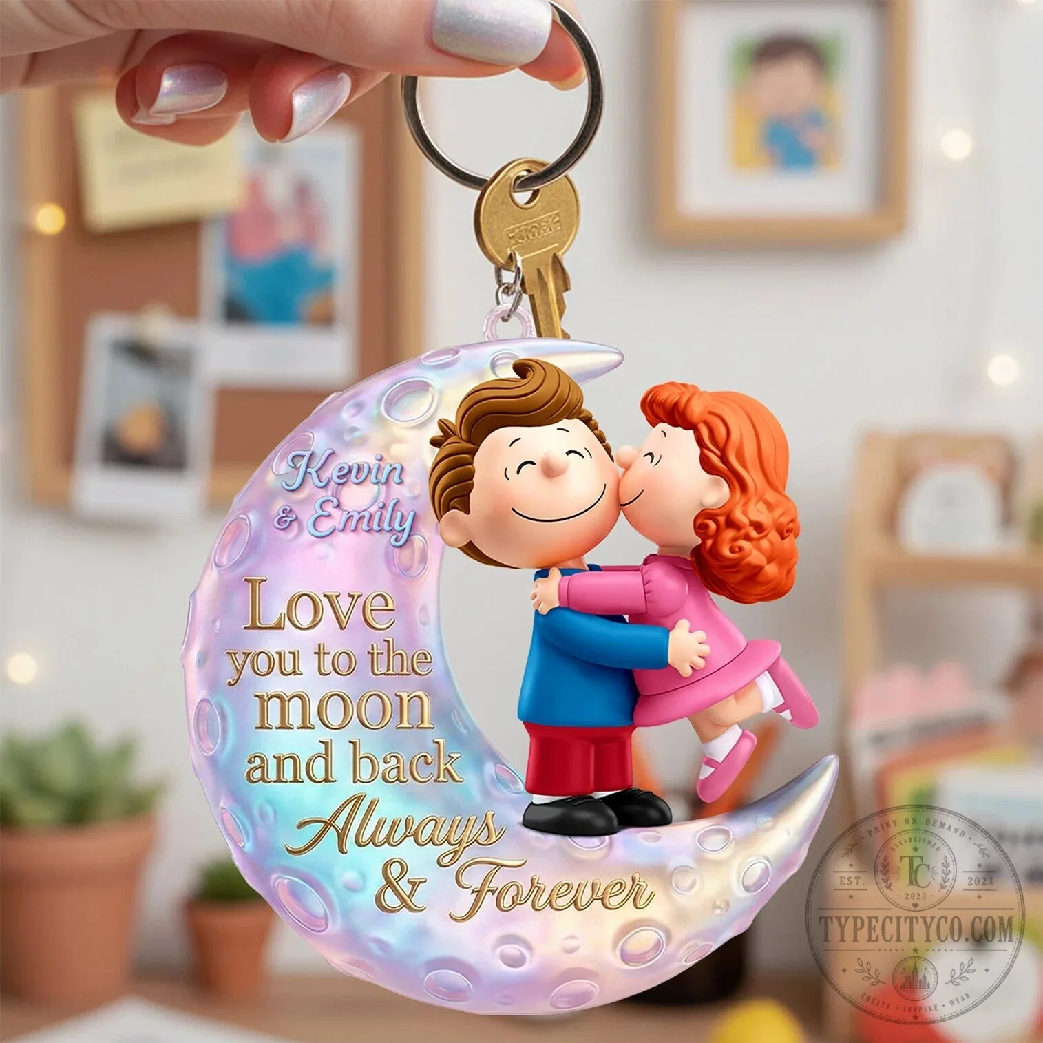 Personalized Couple Kissing On Moon Always And Forever Keychain 9 Personalized Couple Kissing On Moon Always And Forever Keychain
