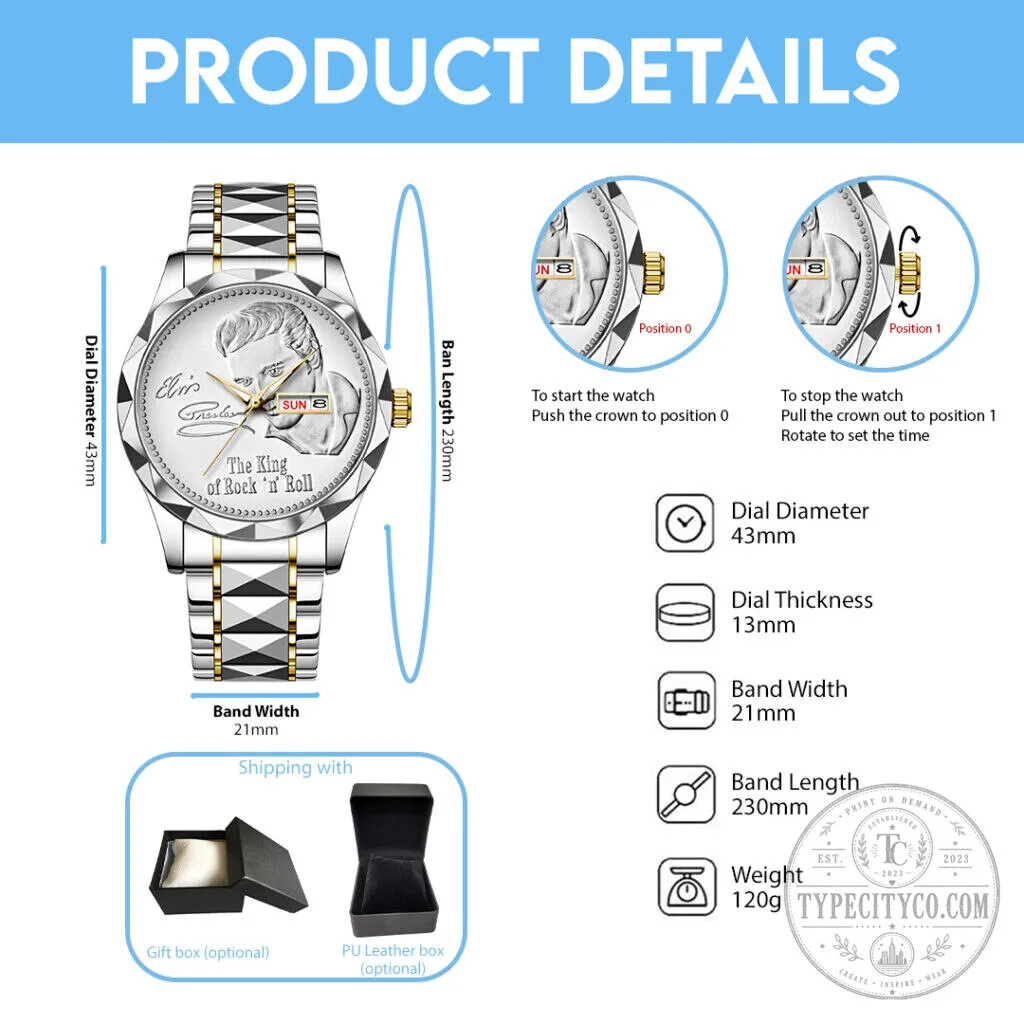 Rock and Roll's King Elvis Presley Stainless Steel Timepiece 13 Rock and Roll