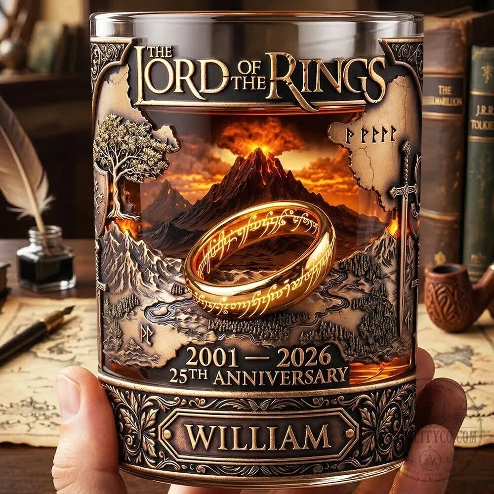 Lord of the Rings 25th Anniversary Personalized Drinking Glass 1 Lord of the Rings 25th Anniversary Personalized Drinking Glass