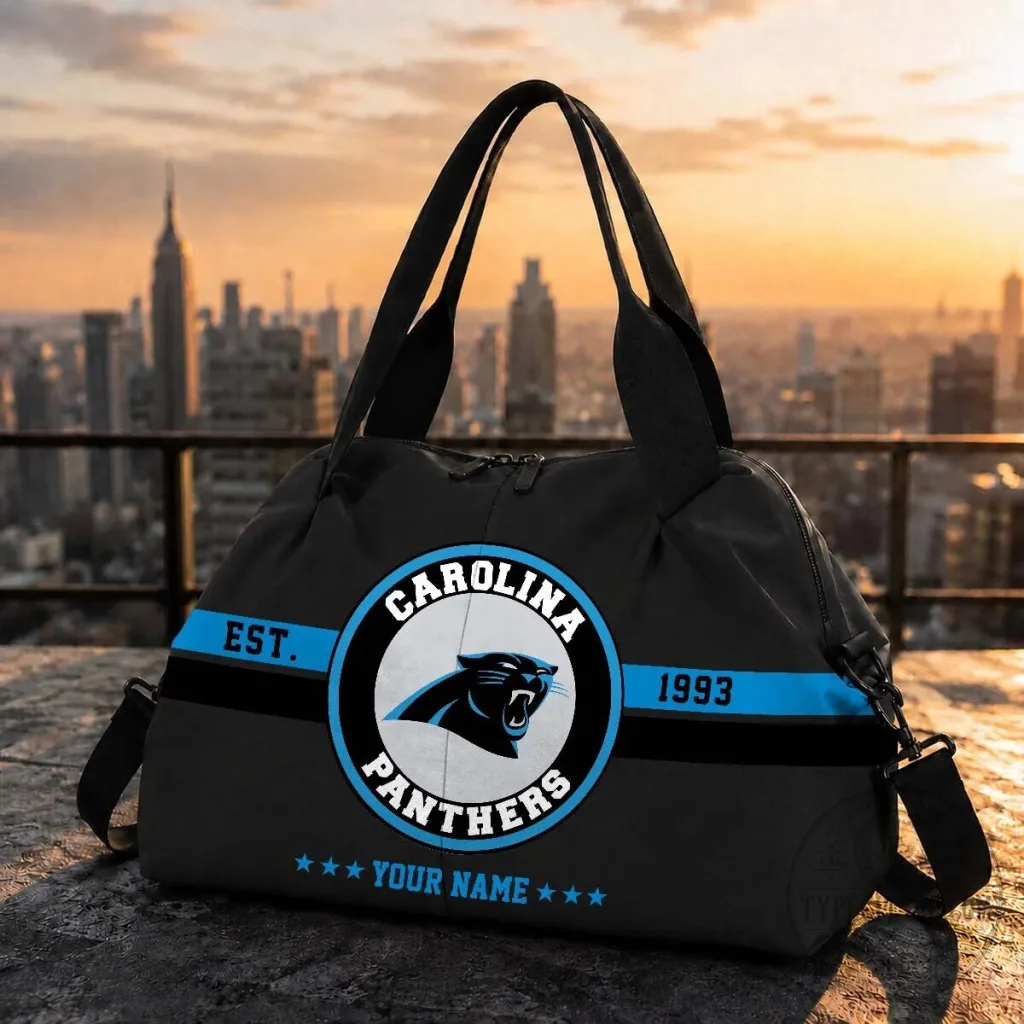 Carolina Panthers Established 1993 Personalized Name Duffle Bag Carolina Panthers Established 1993 Personalized Name Duffle Bag