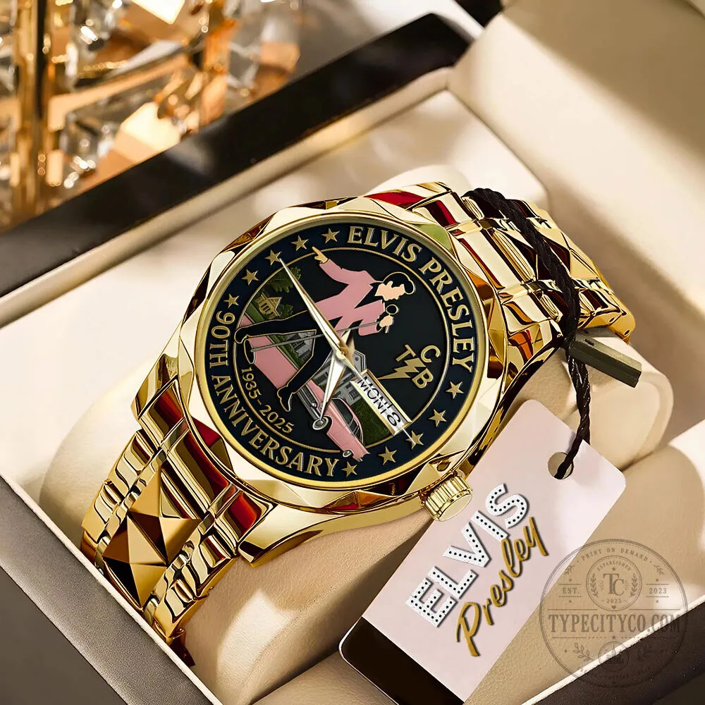 90th Anniversary Gold Tone Stainless Steel Watch - Elvis Presley Edition