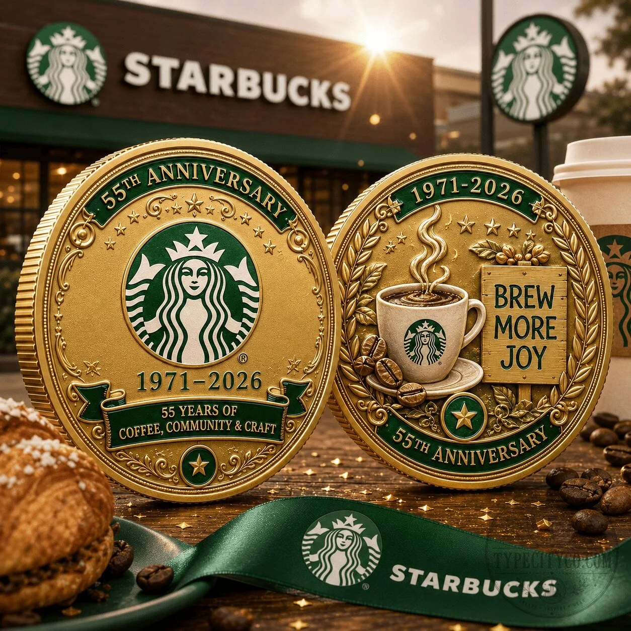 Commemorative Coin for Coffee Enthusiasts: Starbucks 55th Anniversary Gold Medallion