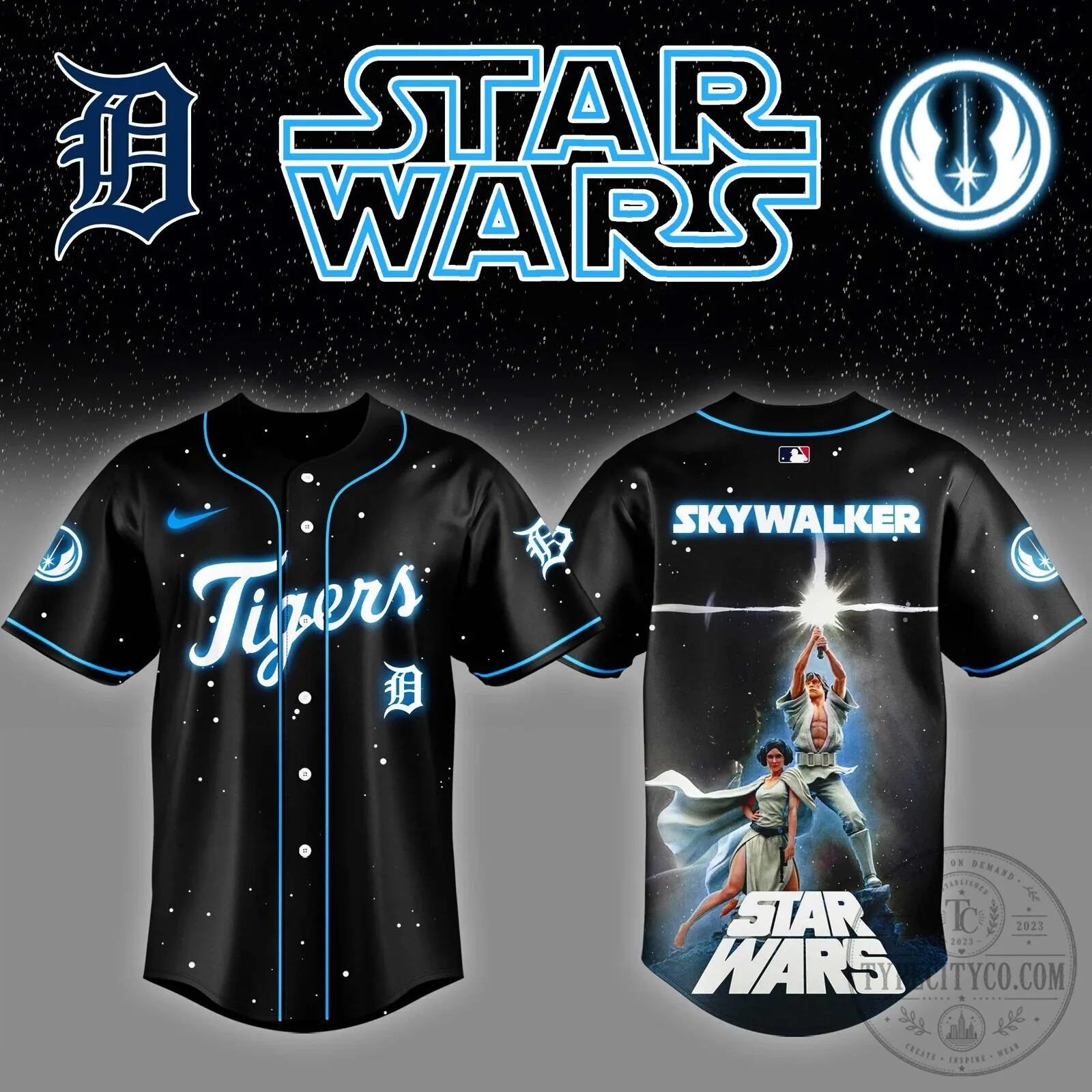 Luke Skywalker Star Wars Detroit Tigers Baseball Jersey for Men