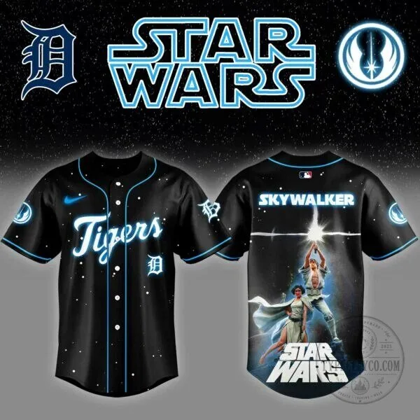 Luke Skywalker Star Wars Detroit Tigers Baseball Jersey for Men 7 Luke Skywalker Star Wars Detroit Tigers Baseball Jersey for Men