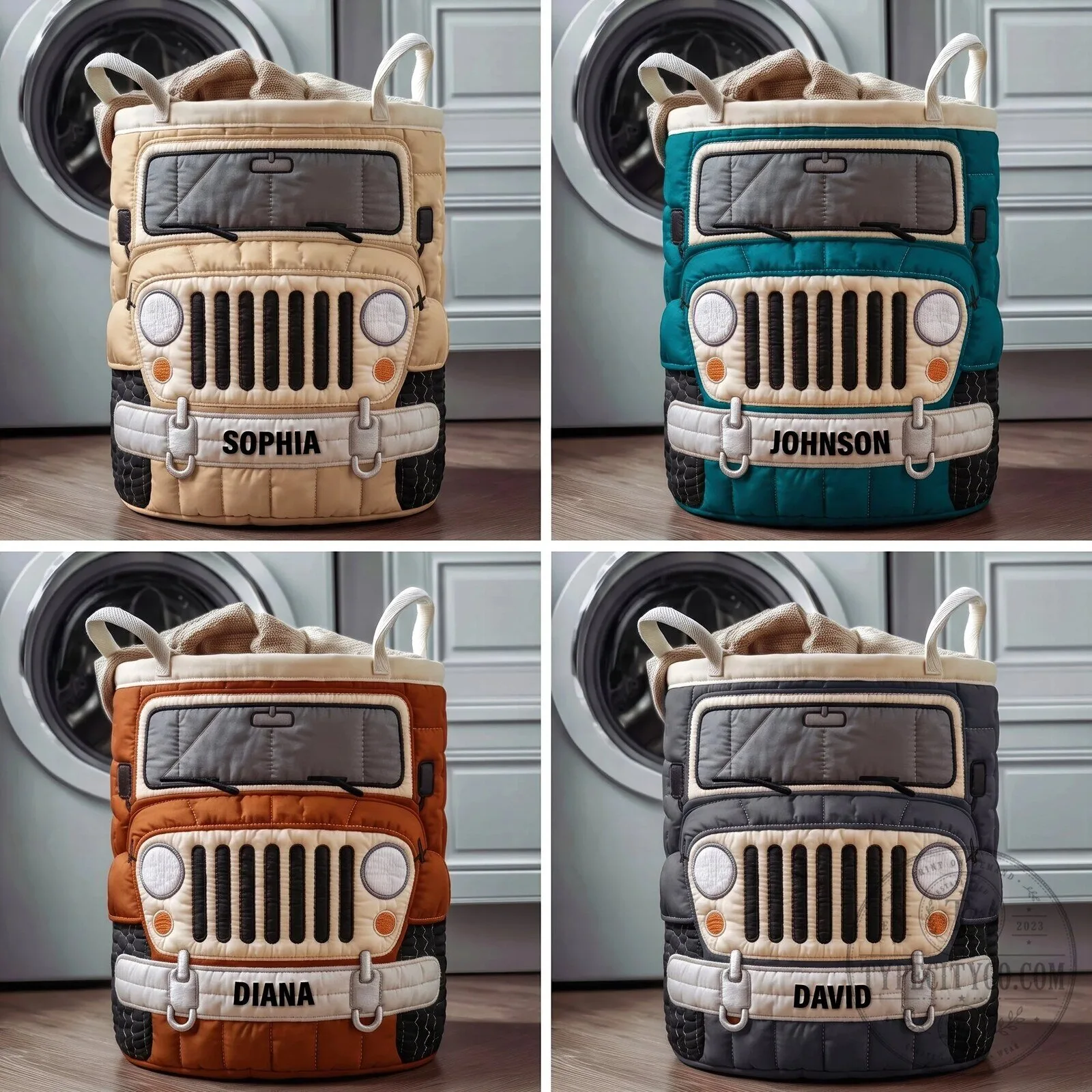 Personalized Red Jeep Car Quilted Laundry Basket for Off-Road Lovers 10 Personalized Red Jeep Car Quilted Laundry Basket for Off-Road Lovers