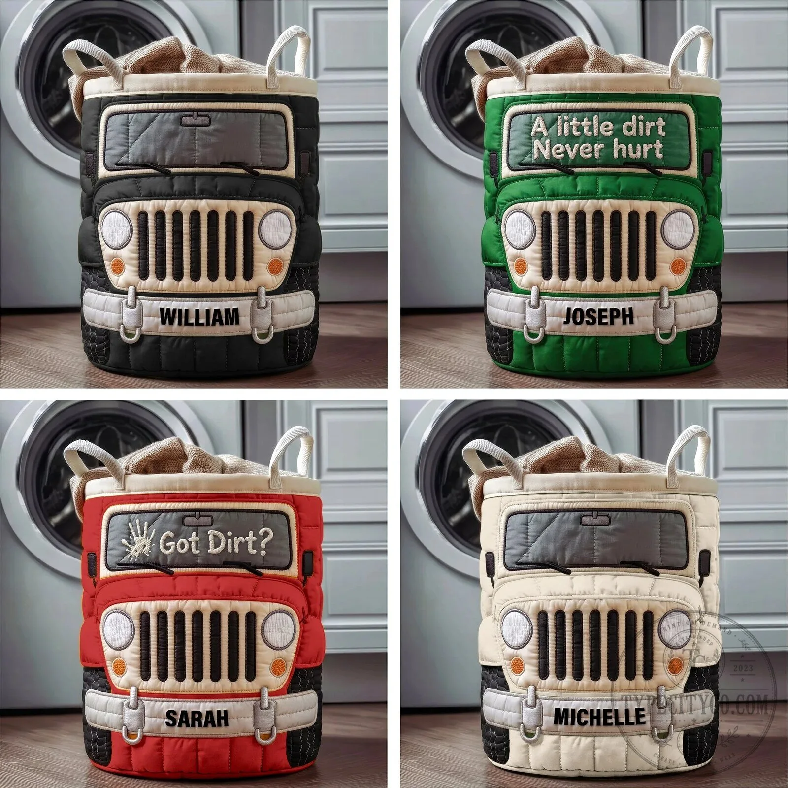 Personalized Red Jeep Car Quilted Laundry Basket for Off-Road Lovers 11 Personalized Red Jeep Car Quilted Laundry Basket for Off-Road Lovers