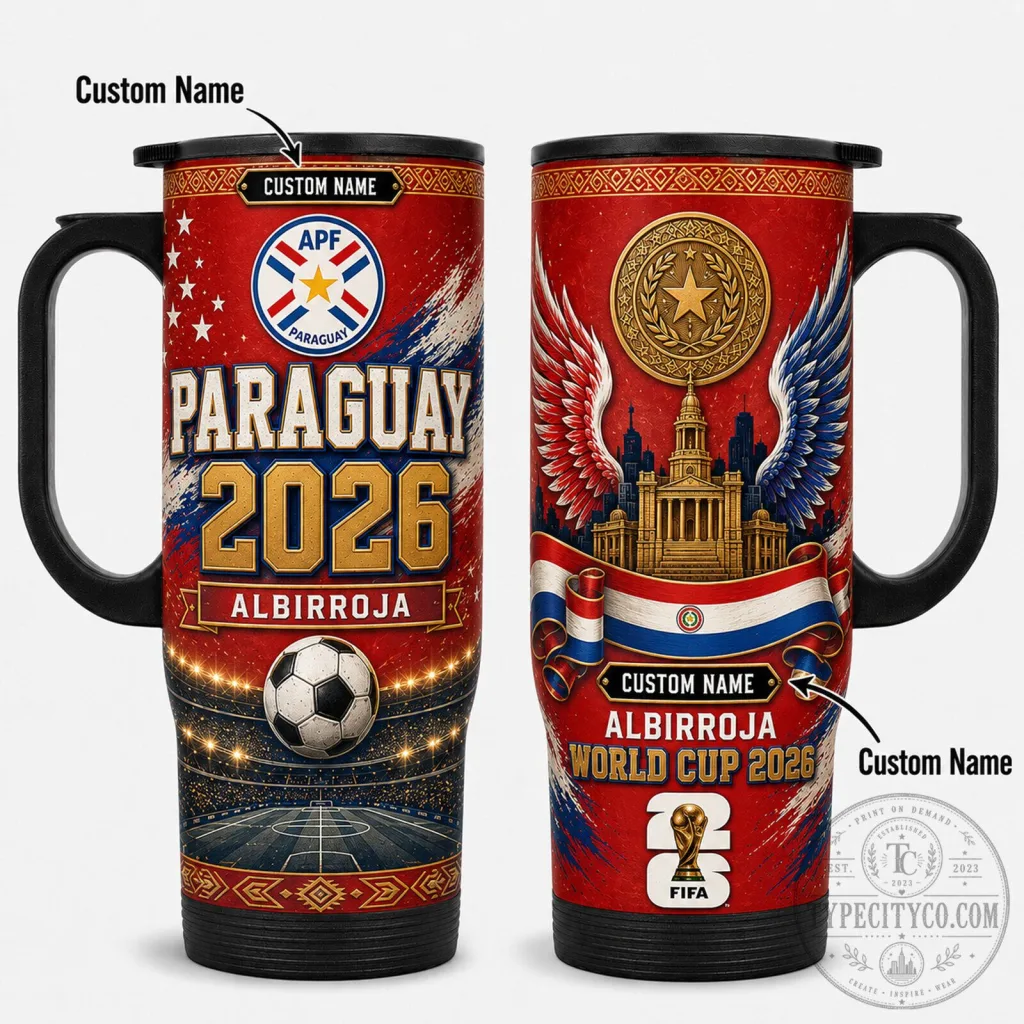 Paraguay Albiroja World Cup 2026 Football Stadium Travel Tumbler Paraguay Albiroja World Cup 2026 Football Stadium Travel Tumbler
