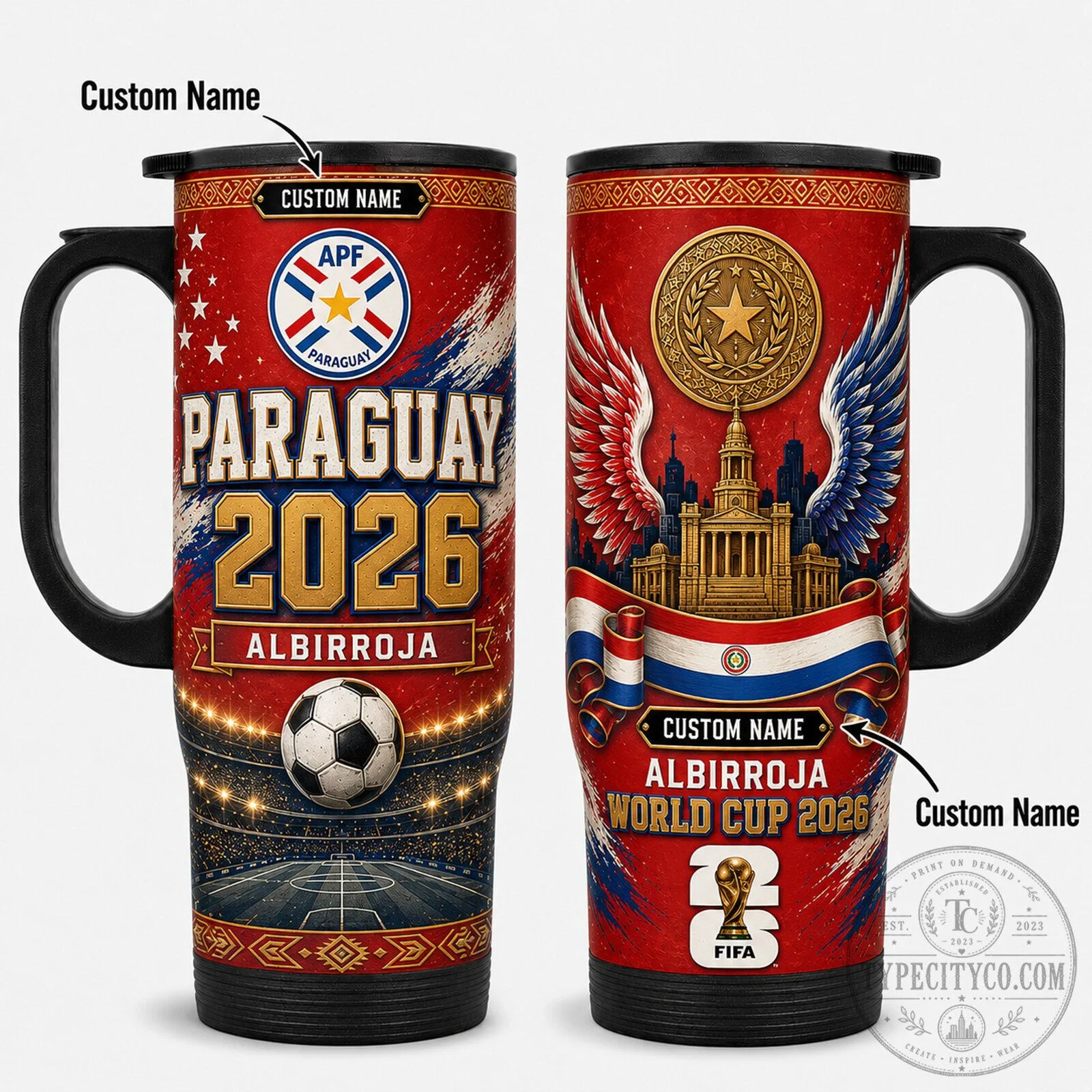 Paraguay Albiroja World Cup 2026 Football Stadium Travel Tumbler