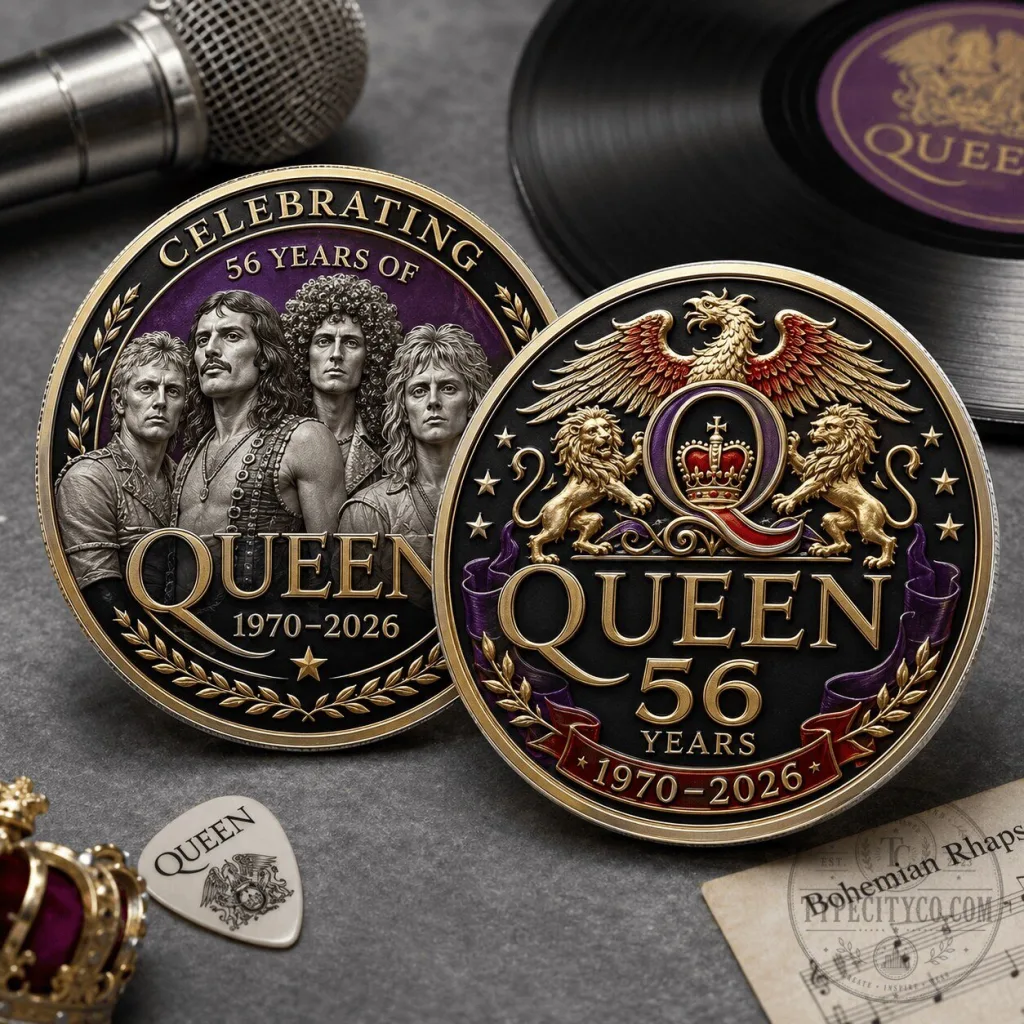 Queen Band 56th Anniversary 1970-2026 Commemorative Music Collectible Coin Queen Band 56th Anniversary 1970-2026 Commemorative Music Collectible Coin