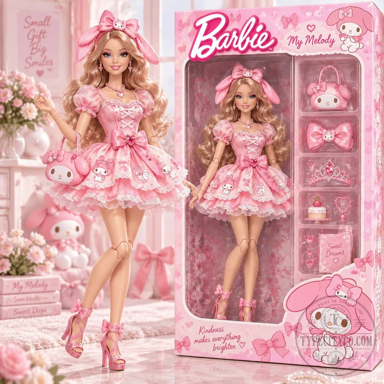 Barbie My Melody Pink Dress Collectible Fashion Doll with Accessories