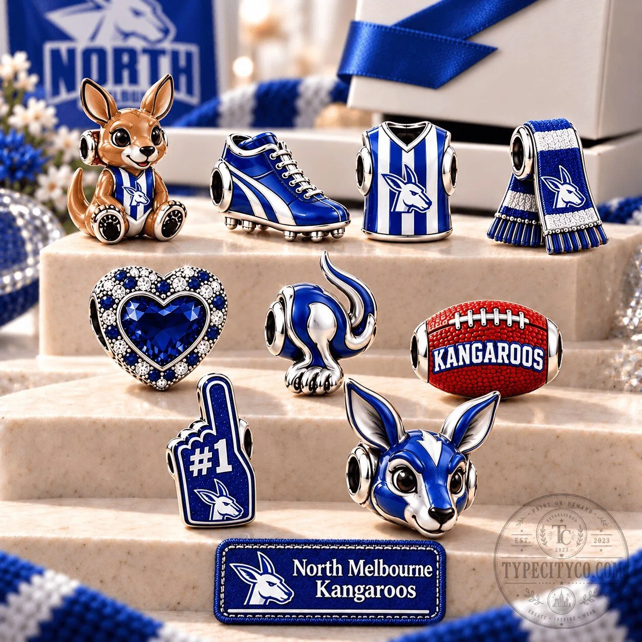 North Melbourne Kangaroos Football Club Silver Charm Set
