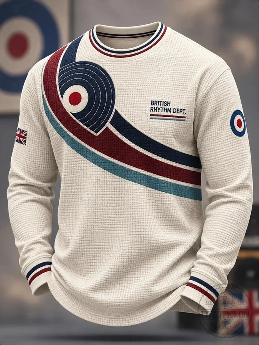 British Rhythm Department Mod Target Long Sleeve Waffle Knit Shirt